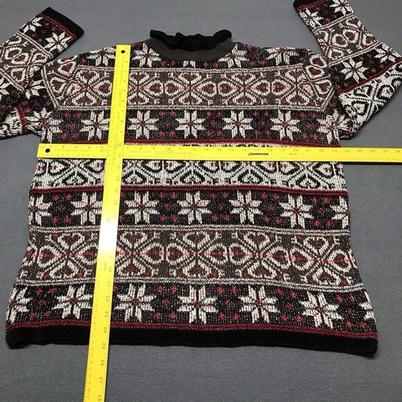 Vintage Claudia D. Womens Sweater Fair Isle Christmas Mock Neck Cozy Size Medium - Picture 7 of 13